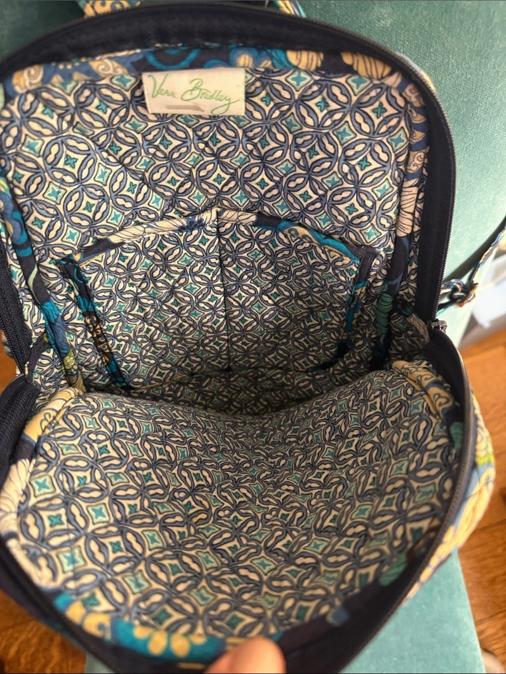 Vera Bradley Mini Backpack Mod Floral Blue Retired Quilted Cotton Bag